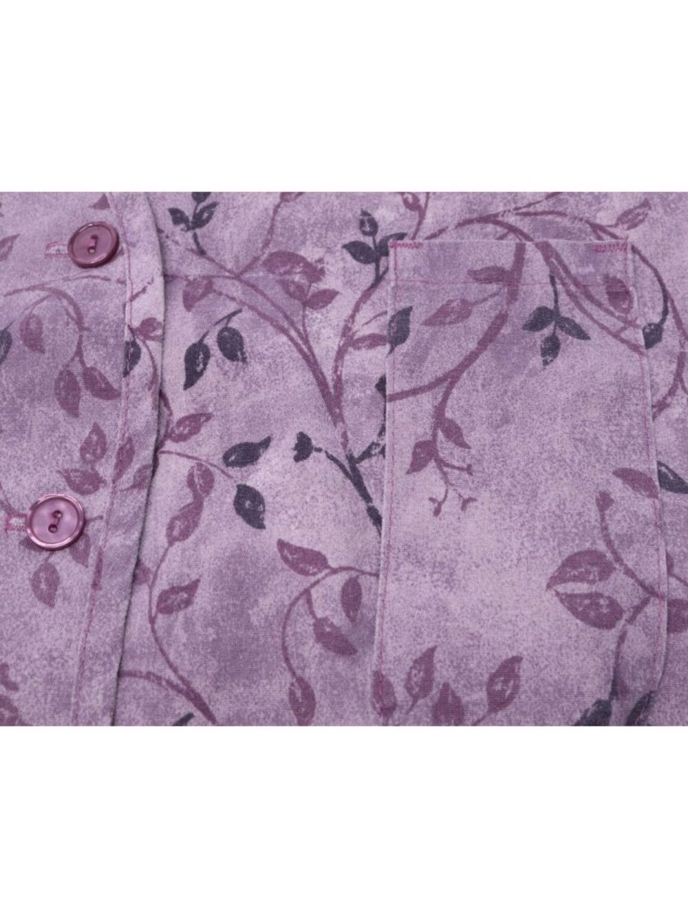 Cottage Core Scrub Top Women S Purple Leaf Whimsical Print Medical Button Up VTG - Picture 5 of 12